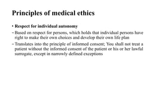 1. MEDICAL ETHICS including principals and theories of medical ethics | PDF
