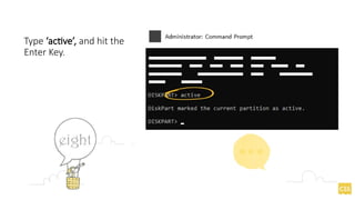 Type ‘active’, and hit the
Enter Key.
 