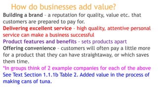 1.1 Business activity IGCSE Businiess Studies | PPTX