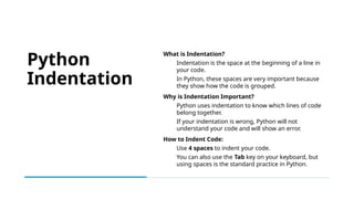 1. Python Indentation sussex isc for oundation | PPT