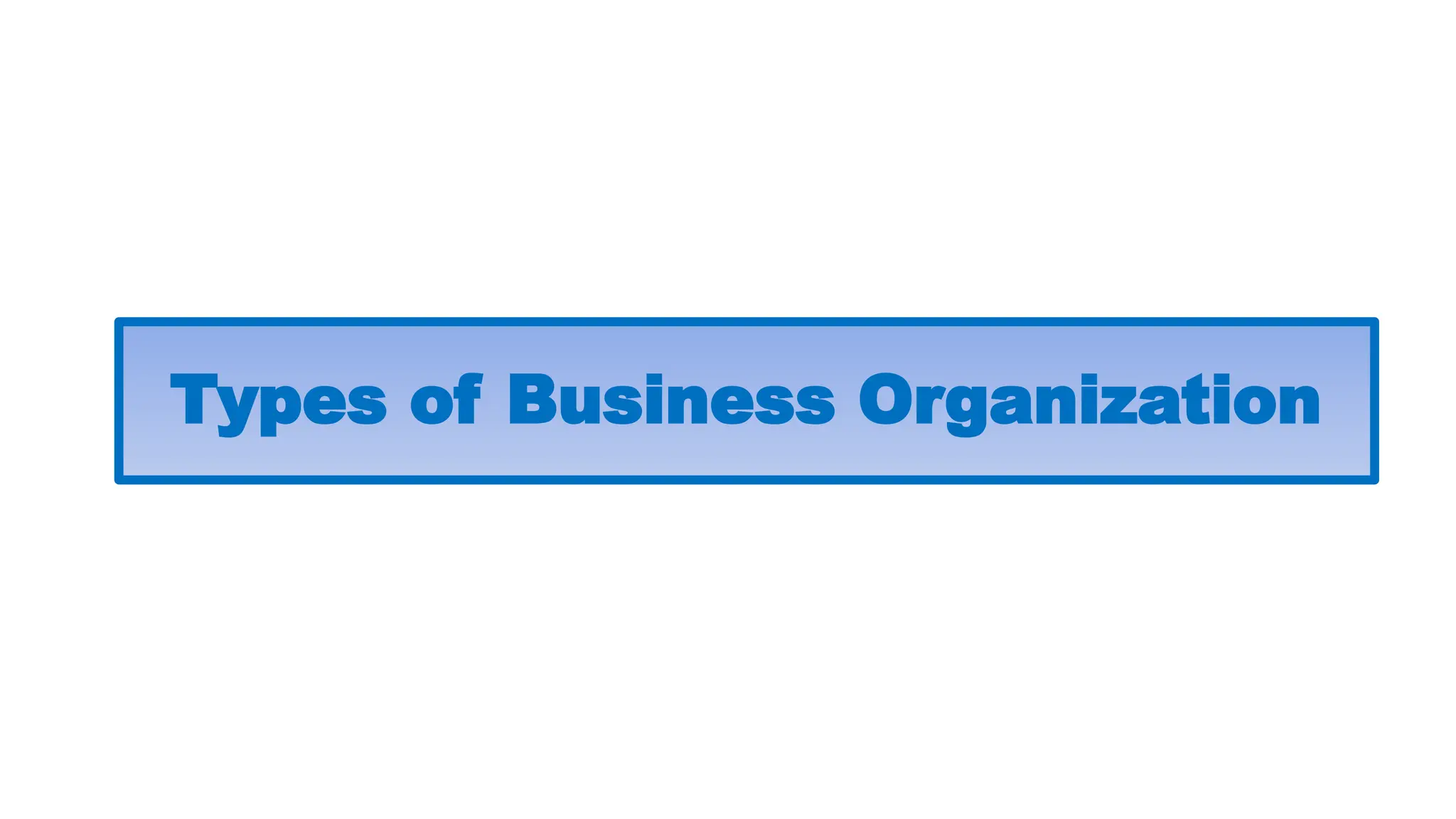 Types of Business Organization
 