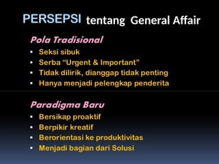 Pandangan umum tentang GENERAL AFFAIRS (GA) _Pelatihan 