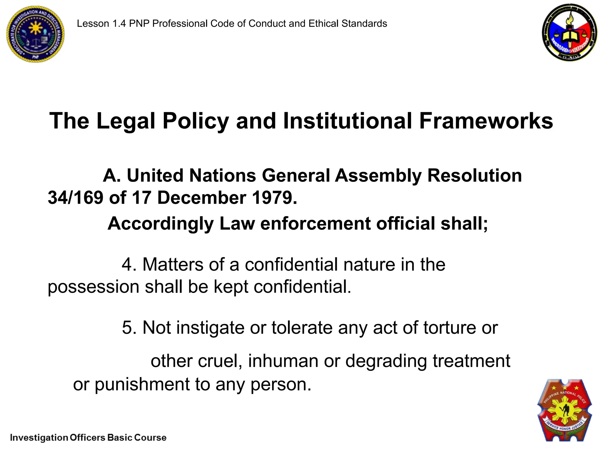 PNP Professional Code of Conduct and Ethical Standards | PPTX