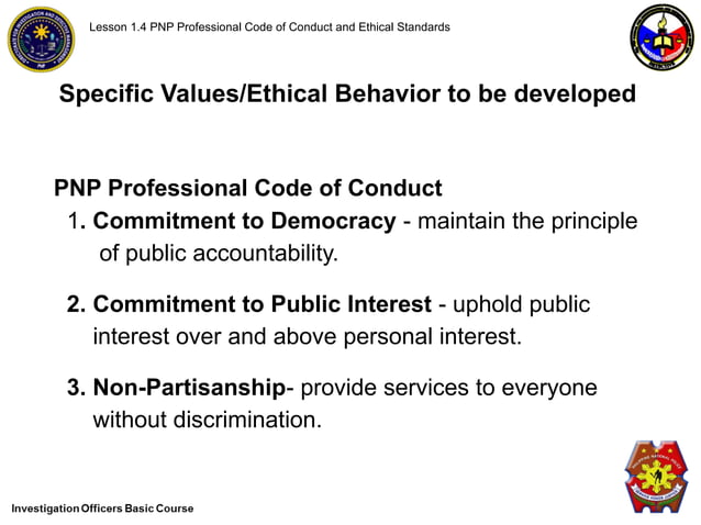 PNP Professional Code of Conduct and Ethical Standards | PPTX