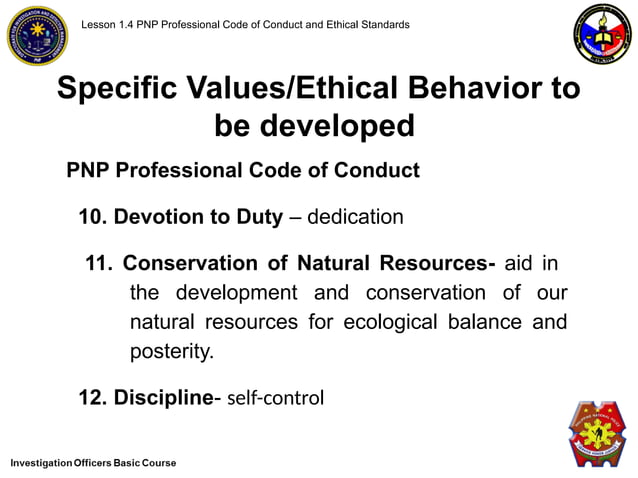 PNP Professional Code of Conduct and Ethical Standards | PPTX