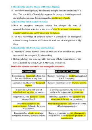 Economic Distinction Meaning of economics and definitions Managerial economics | PDF