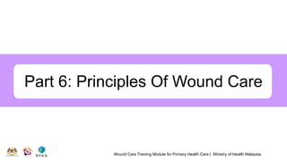 Wound Care Training Module for Primary Health Care | Ministry of Health Malaysia
Part 6: Principles Of Wound Care
 
