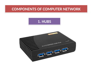 COMPONENTS OF COMPUTER NETWORK
1. HUBS
 