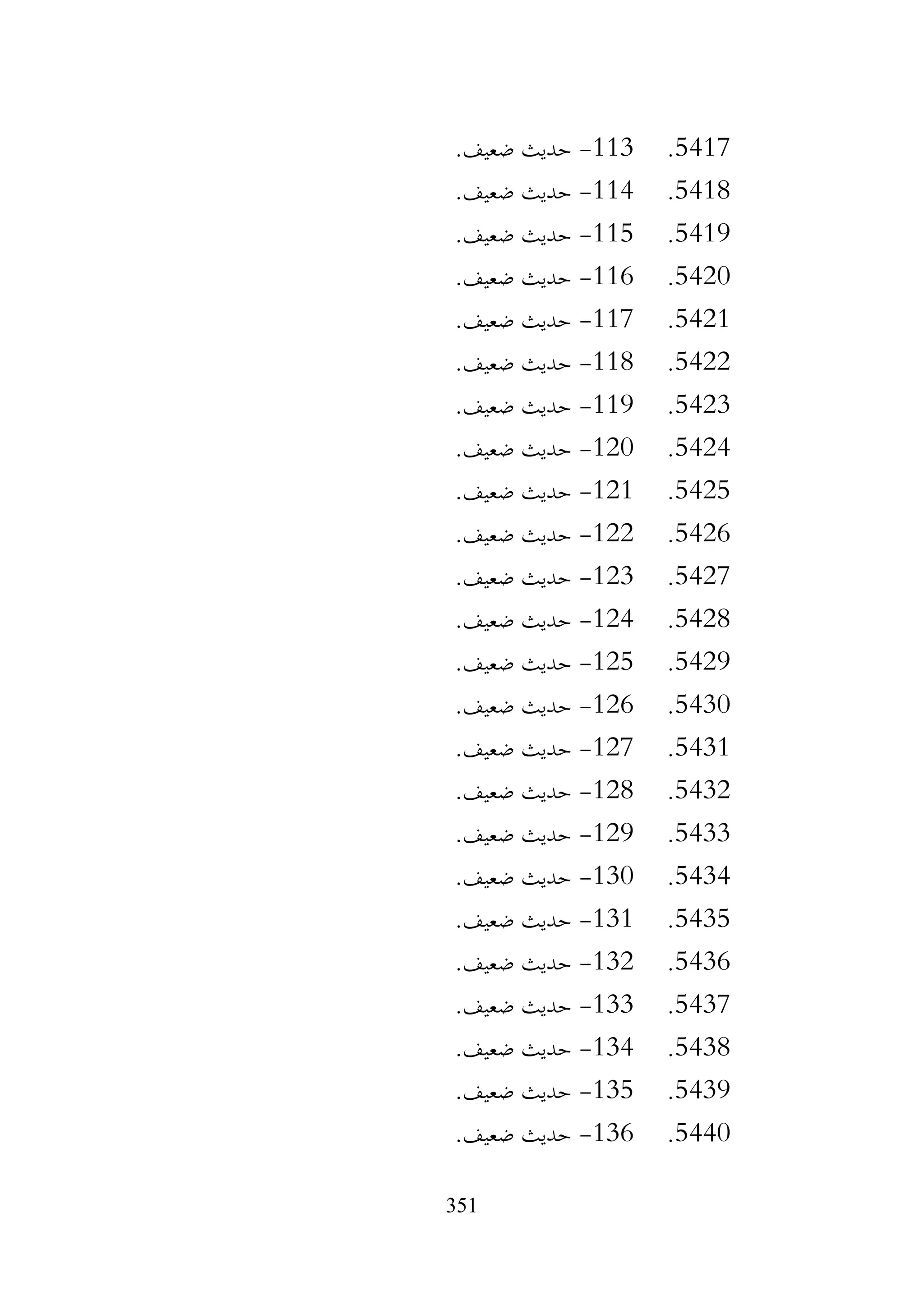 351
5417
.
113
-
.‫ضعيف‬ ‫حديث‬
5418
.
114
-
.‫ضعيف‬ ‫حديث‬
5419
.
115
-
.‫ضعيف‬ ‫حديث‬
5420
.
116
-
.‫ضعيف‬ ‫حديث‬
5421
.
117
-
.‫ضعيف‬ ‫حديث‬
5422
.
118
-
.‫ضعيف‬ ‫حديث‬
5423
.
119
-
.‫ضعيف‬ ‫حديث‬
5424
.
120
-
.‫ضعيف‬ ‫حديث‬
5425
.
121
-
.‫ضعيف‬ ‫حديث‬
5426
.
122
-
.‫ضعيف‬ ‫حديث‬
5427
.
123
-
.‫ضعيف‬ ‫حديث‬
5428
.
124
-
.‫ضعيف‬ ‫حديث‬
5429
.
125
-
.‫ضعيف‬ ‫حديث‬
5430
.
126
-
.‫ضعيف‬ ‫حديث‬
5431
.
127
-
.‫ضعيف‬ ‫حديث‬
5432
.
128
-
.‫ضعيف‬ ‫حديث‬
5433
.
129
-
.‫ضعيف‬ ‫حديث‬
5434
.
130
-
.‫ضعيف‬ ‫حديث‬
5435
.
131
-
.‫ضعيف‬ ‫حديث‬
5436
.
132
-
.‫ضعيف‬ ‫حديث‬
5437
.
133
-
.‫ضعيف‬ ‫حديث‬
5438
.
134
-
.‫ضعيف‬ ‫حديث‬
5439
.
135
-
.‫ضعيف‬ ‫حديث‬
5440
.
136
-
.‫ضعيف‬ ‫حديث‬
 