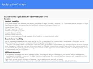 Applying the Concepts
Feasibility Analysis Executive Summary for Tune
Source
 