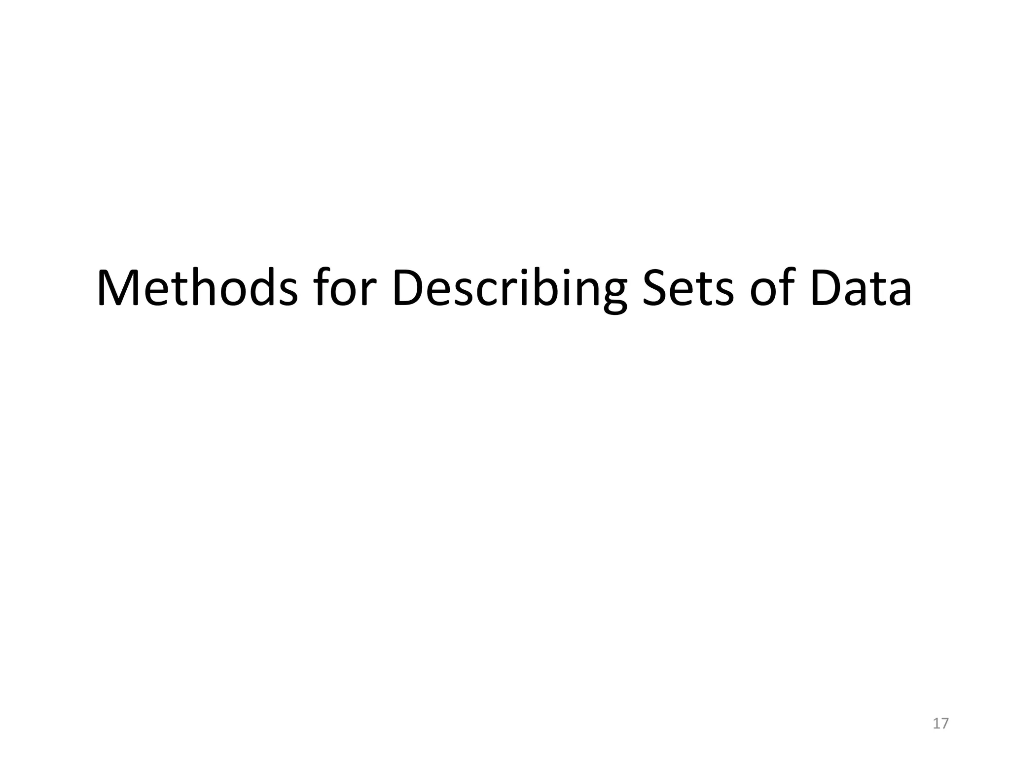 17
Methods for Describing Sets of Data
 