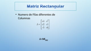 • Numero de Filas diferentes de
Columnas
A=M3X2
 