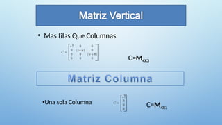 • Mas filas Que Columnas
C=M4X3
•Una sola Columna C=M4X1
 