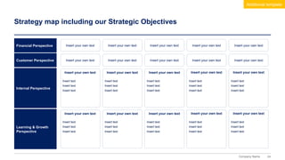 24
Company Name
Strategy map including our Strategic Objectives
Financial Perspective
Customer Perspective
Internal Perspective
Learning & Growth
Perspective
Insert your own text
Insert your own text
Insert your own text
Insert text
Insert text
Insert text
Insert your own text
Insert text
Insert text
Insert text
Insert your own text
Insert your own text
Insert your own text
Insert text
Insert text
Insert text
Insert your own text
Insert text
Insert text
Insert text
Insert your own text
Insert your own text
Insert your own text
Insert text
Insert text
Insert text
Insert your own text
Insert text
Insert text
Insert text
Insert your own text
Insert your own text
Insert your own text
Insert text
Insert text
Insert text
Insert your own text
Insert text
Insert text
Insert text
Insert your own text
Insert your own text
Insert your own text
Insert text
Insert text
Insert text
Insert your own text
Insert text
Insert text
Insert text
Additional template
 