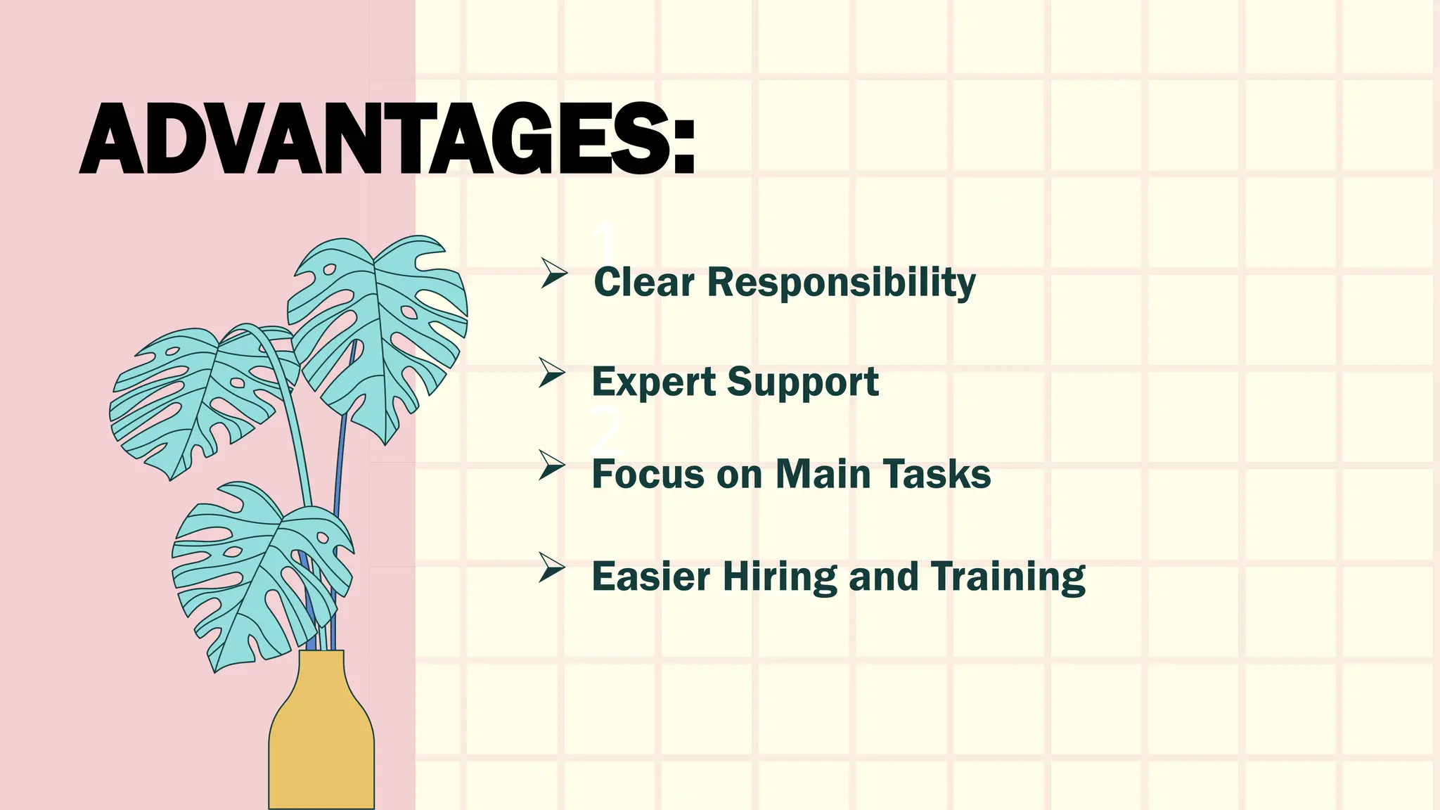 ADVANTAGES:
2
1
 Clear Responsibility
 Expert Support
 Focus on Main Tasks
 Easier Hiring and Training
 