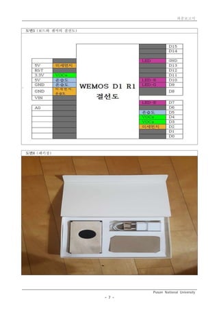 최종보고서
Pusan National University
- 7 -
도면5 (보드와 센서의 결선도)
`
도면6 (패키징)
`
 