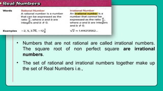 Not Rational Numbers 1.10 Compare Real Numbers rational irrational.pptx