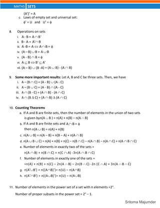 CBSE - Grade 11 - Mathematics - Ch 1 - Sets (PDF Format) | PDF