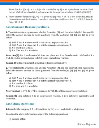 CBSE - Grade 12 - Mathematics - Ch 1 - Relations and Function (PDF ...