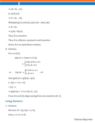 CBSE - Grade 12 - Mathematics - Ch 1 - Relations and Function (PDF ...