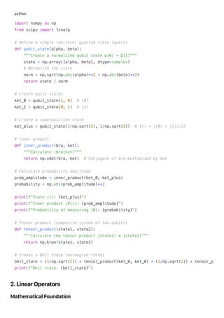 Quantum simulation Mathematics and Python examples | PDF
