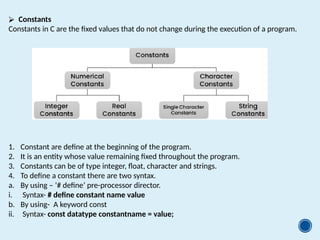 Constants Syntax 1.0 Introduction to C programming for all first year courses.pptx