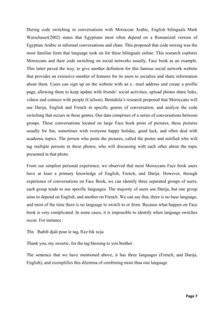 A study of code switching of Moroccan Arabic multilingual speaker in ...