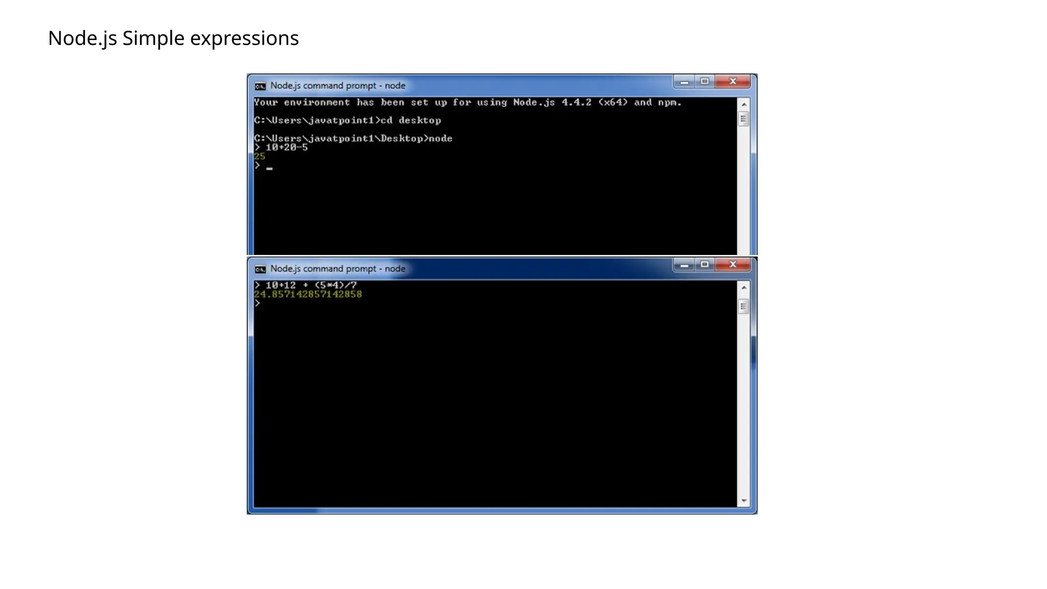 Node.js Simple expressions
 