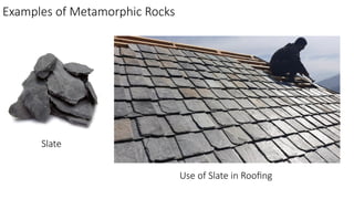 Examples of Metamorphic Rocks
Slate
Use of Slate in Roofing
 