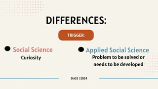 DIFFERENCES:
DIASS | 2024
Problem to be solved or
needs to be developed
Social Science
TRIGGER:
Curiosity
Applied Social Science
 
