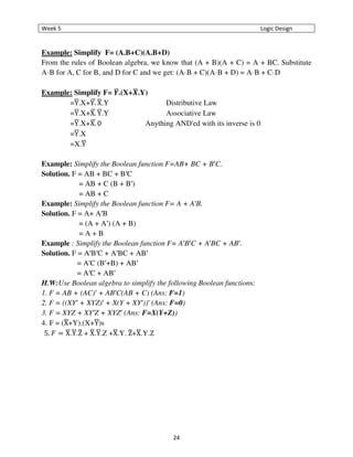 Boolean Algebra Boolean Algebra and Logi | PDF