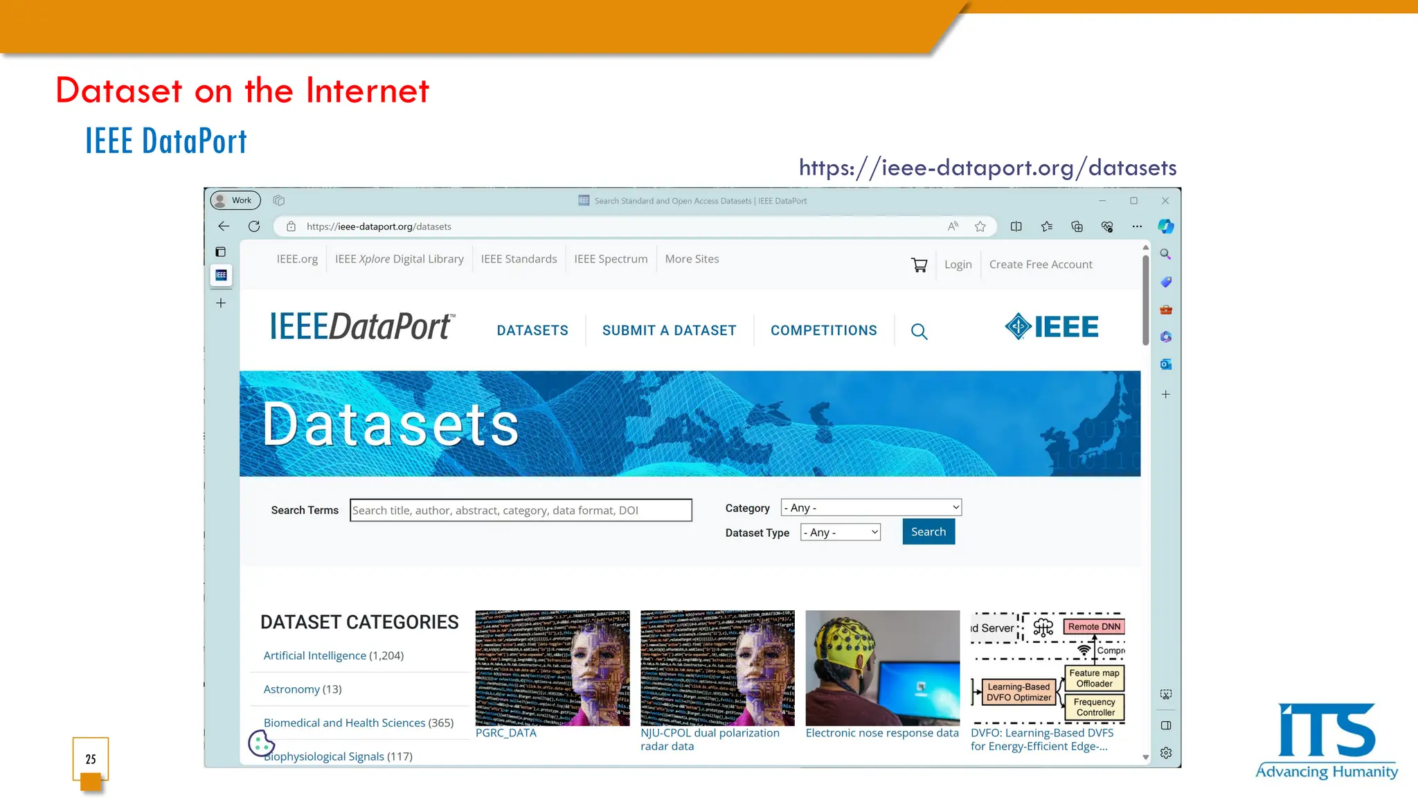25
IEEE DataPort
https://ieee-dataport.org/datasets
Dataset on the Internet
 
