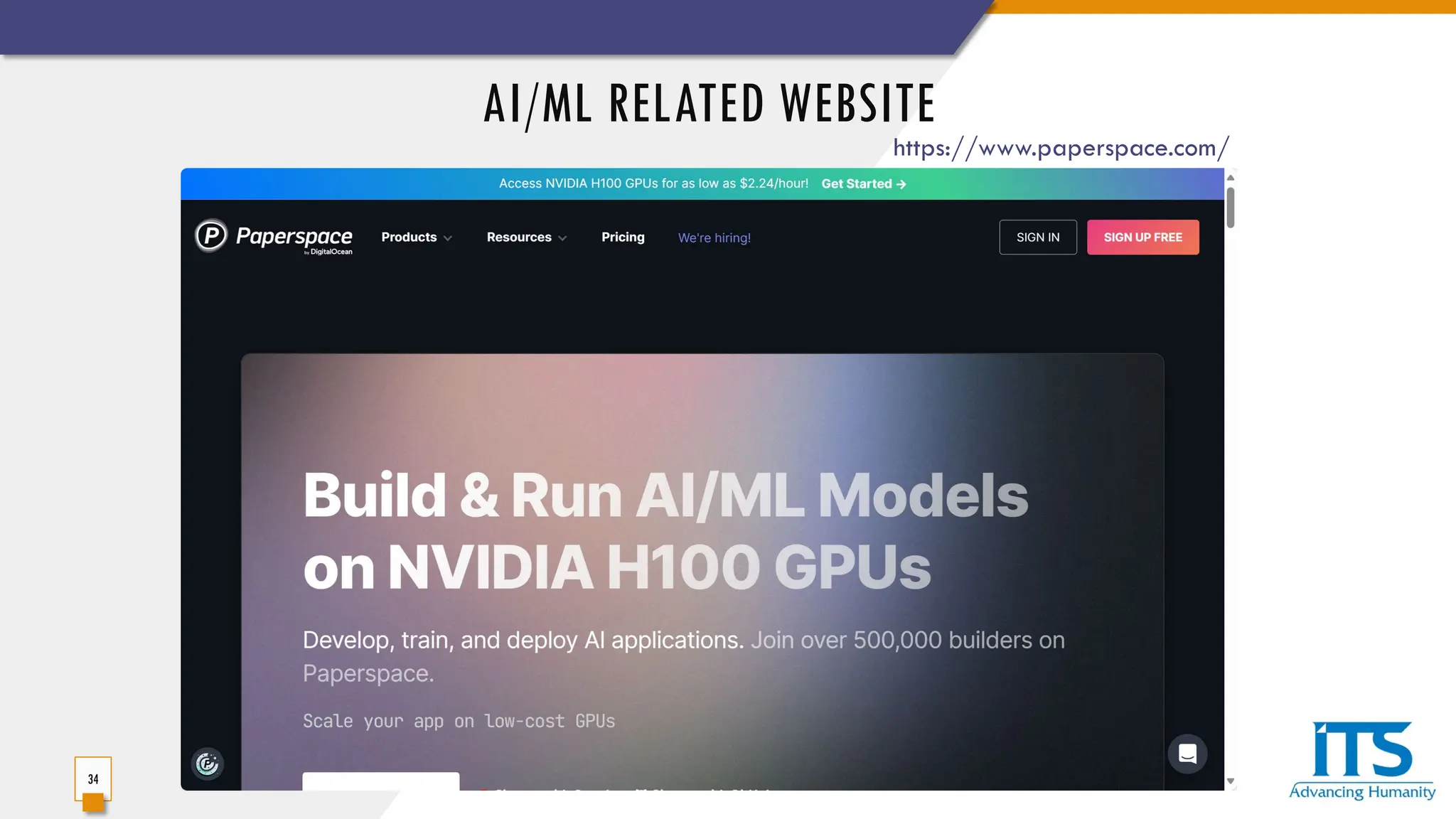 AI/ML RELATED WEBSITE
34
https://www.paperspace.com/
 