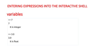 python interactive shell basics | pdf | data type |... BPLCK105A_Pytthon_Entering Expressions into the Interactive Shell | PPTX