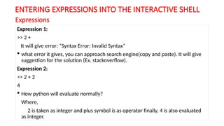BPLCK105A_Pytthon_Entering Expressions into the Interactive Shell | PPTX