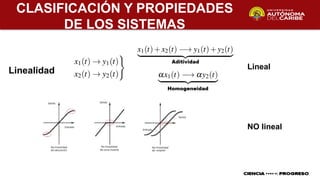 CLASIFICACIÓN Y PROPIEDADES
DE LOS SISTEMAS
Linealidad Lineal
NO lineal
 