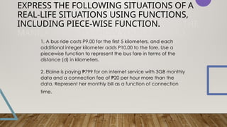 REPRESENTING REAL-LIFE SITUATIONS USING FUNCTIONS | PPTX