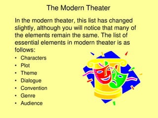 The elements of Drama in ELT 224 Speech and Theater Arts | PDF