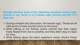 Topic Control as a Communicative Strategy | PPTX