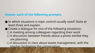 Topic Control as a Communicative Strategy | PPTX