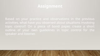 Topic Control as a Communicative Strategy | PPTX
