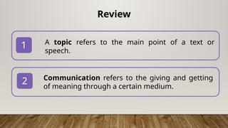 Topic Control as a Communicative Strategy | PPTX
