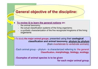 Study Animal Objective Example 1.AnimalBiology. Course 1.pdf - english section | PDF