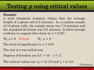 Sample Value Testing 1. One Sample Test.pptx hypothesis and markup | PPT