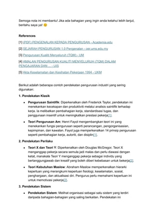 Reference Nota Nota Pengenalan Pengurusan Industri pdf. | PDF