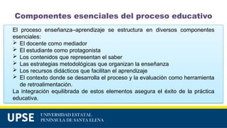 1.4 Caracteristicas y componentes esenciales del proceso enseñanza ...