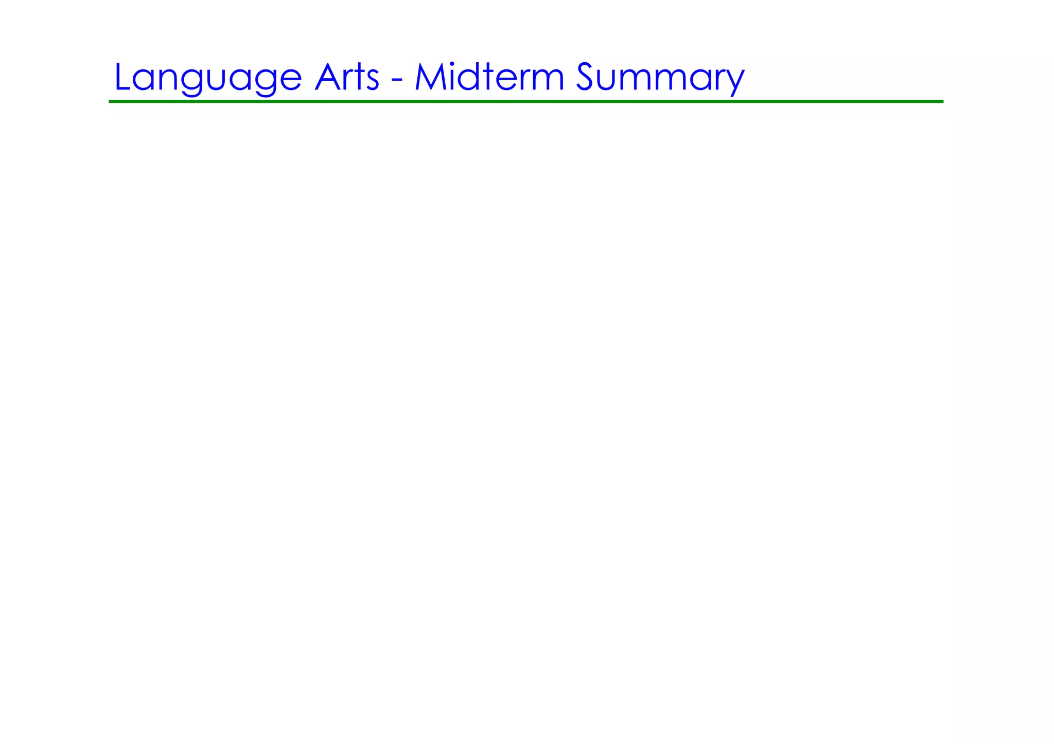 Language Arts ­ Midterm Summary
 