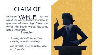 1.Define and differentiate the three types of claims claim of fact ...