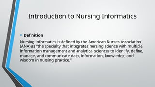 Nursing Informatics in clinical system of health | PPTX