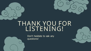 THANK YOU FOR
LISTENING!
Don't hesitate to ask any
questions!
 
